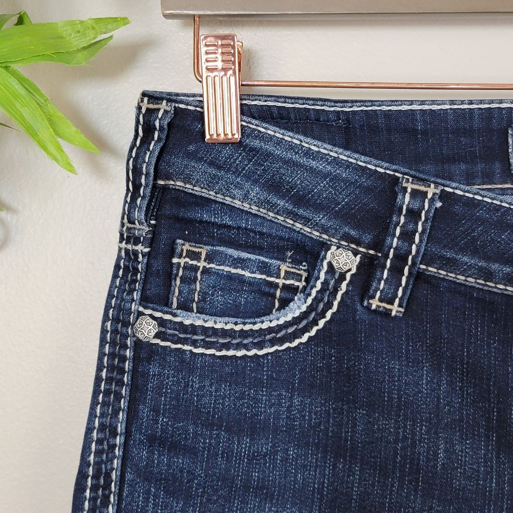 Silver Frances 22" Flare Bootcut Jeans Low Rise Dark Blue Western Cowgirl 27 - Picture 3 of 12
